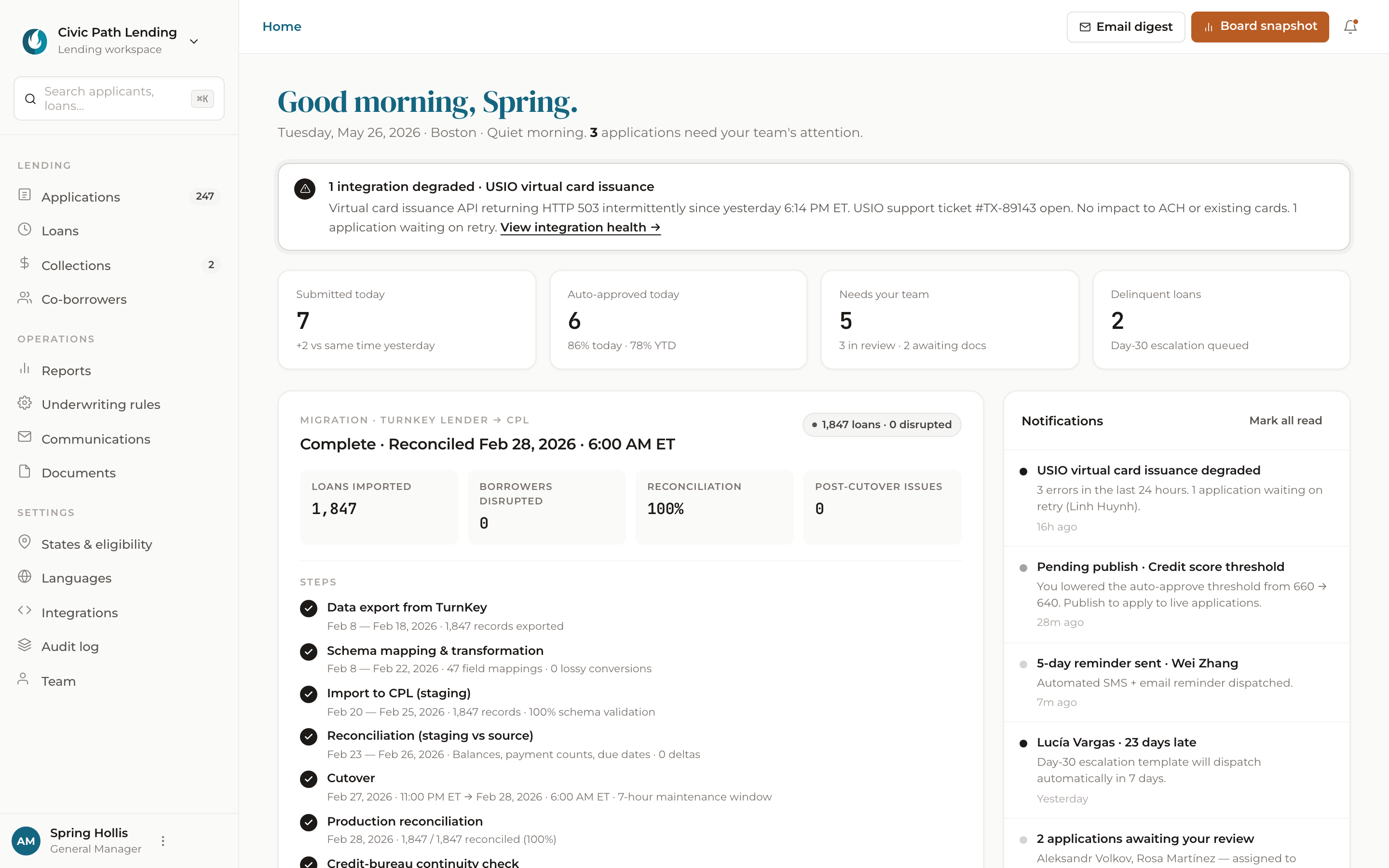 The operator console: applications, servicing, reporting and audit in one workbench